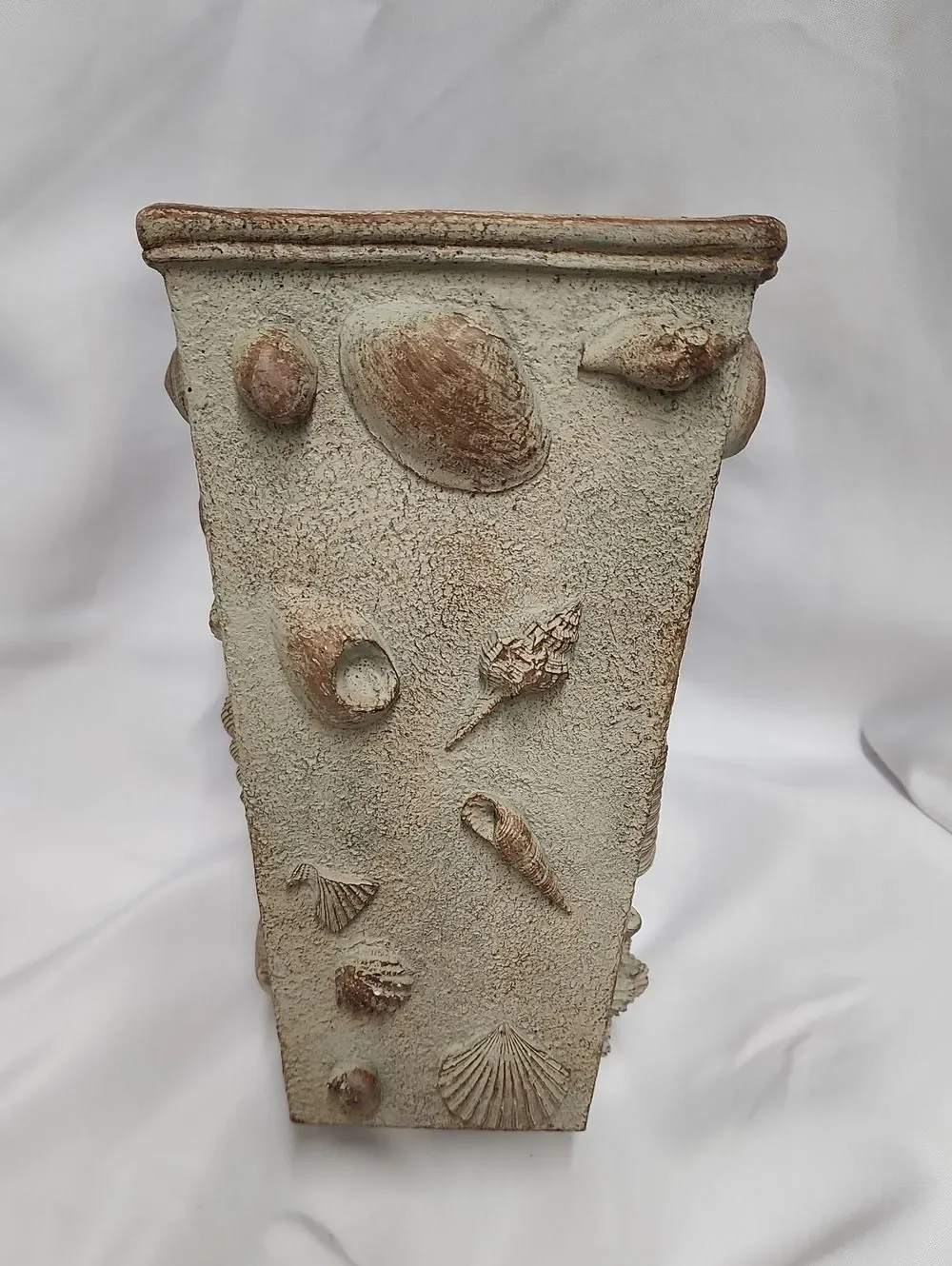 Textured Neutral Tone Seashell Vase Beach House Coastal